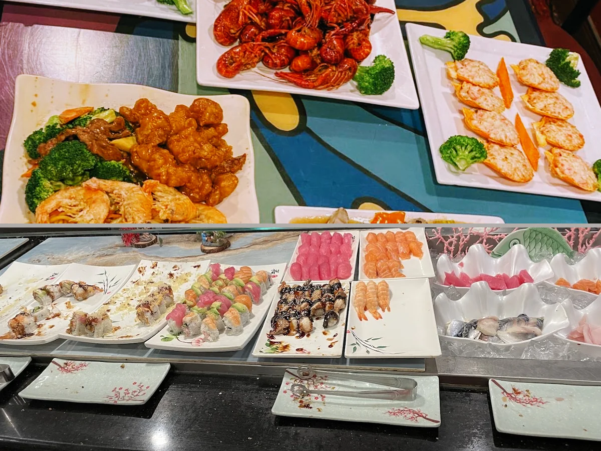 Casual restaurant interior with buffet stations.